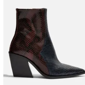 TOPSHOP Honour Leather Western Snakeskin Boots