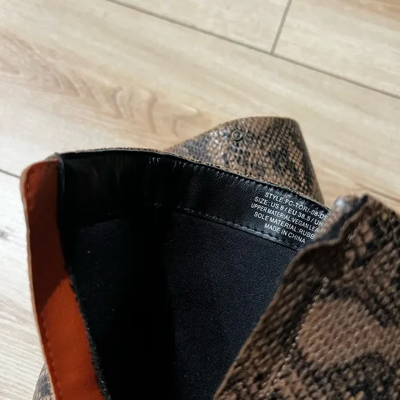 “Tori” Brown High Heel Snakeskin Ankle Boots