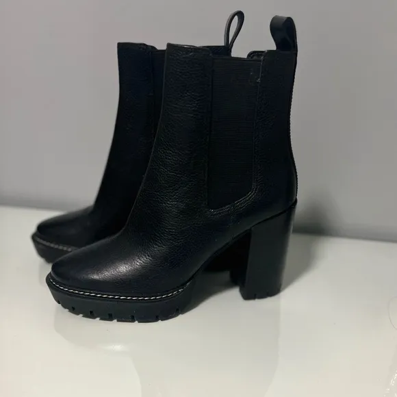 Tory Burch Black Heeled Boots with Chunky Block Heel
