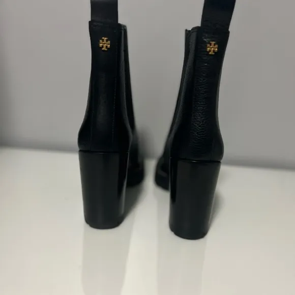 Tory Burch Black Heeled Boots with Chunky Block Heel