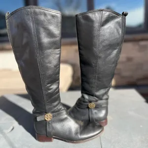 Tory Burch black leather riding boots