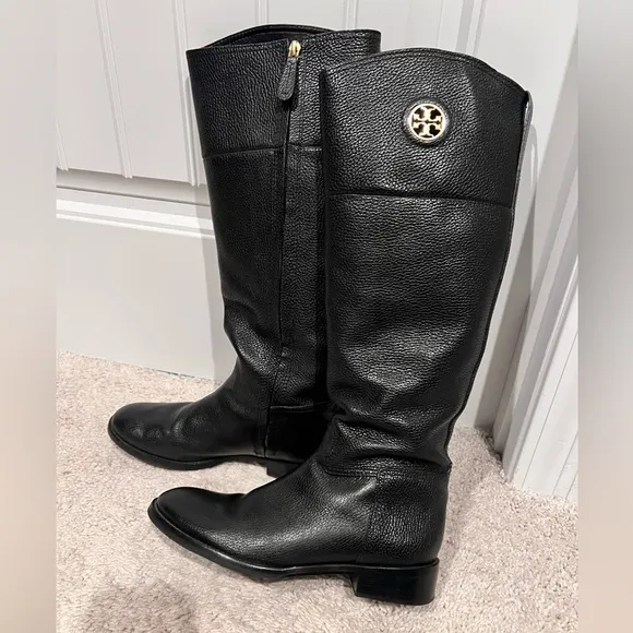Tory Burch Black Leather Riding Boots