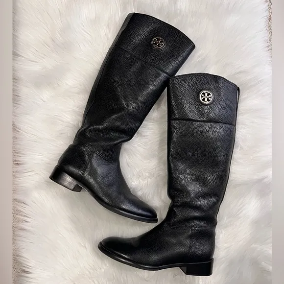Tory Burch Black Leather Riding Boots
