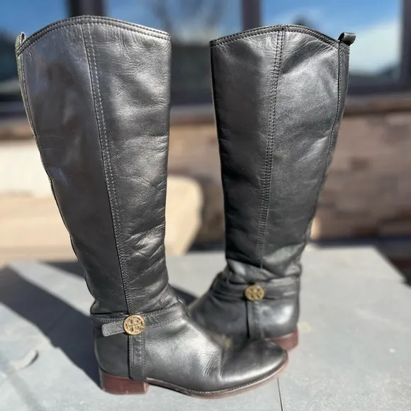 Tory Burch black leather riding boots