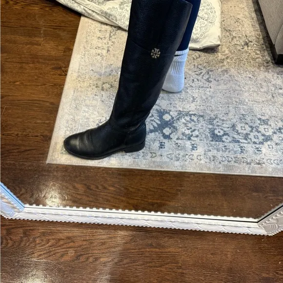 Tory Burch Black Leather Riding Boots