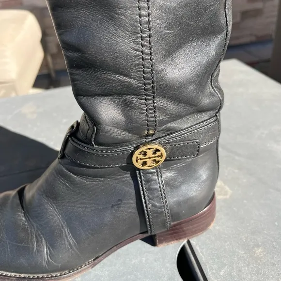 Tory Burch black leather riding boots