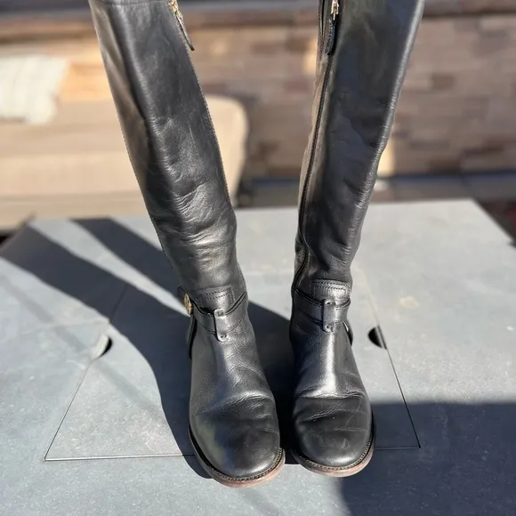 Tory Burch black leather riding boots