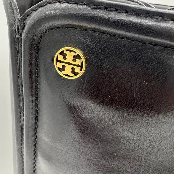 Tory Burch Black Leather Wedge Tall Boots style#31128302 SZ 9