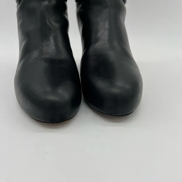 Tory Burch Black Leather Wedge Tall Boots style#31128302 SZ 9