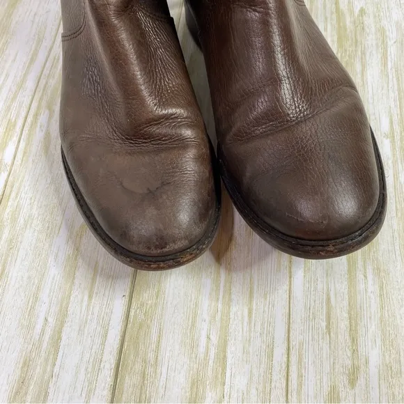 Tory Burch Brown Christy Tumbled Leather Stretch Panel Riding Boots
