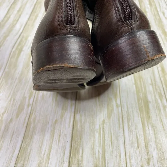 Tory Burch Brown Christy Tumbled Leather Stretch Panel Riding Boots