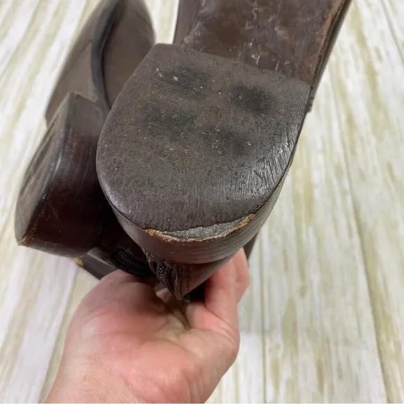 Tory Burch Brown Christy Tumbled Leather Stretch Panel Riding Boots