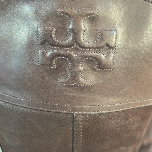 Tory Burch Brown Leather Suede Riding Boots