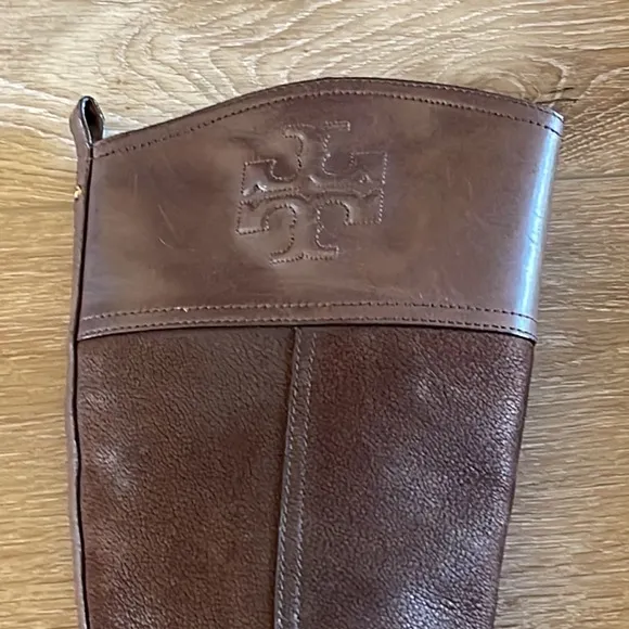 Tory Burch Brown Leather Suede Riding Boots