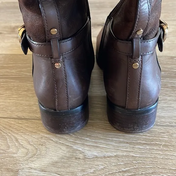 Tory Burch Brown Leather Suede Riding Boots