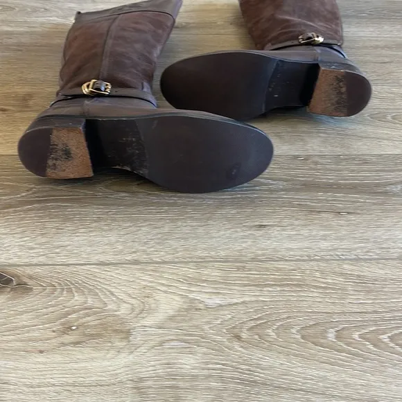 Tory Burch Brown Leather Suede Riding Boots