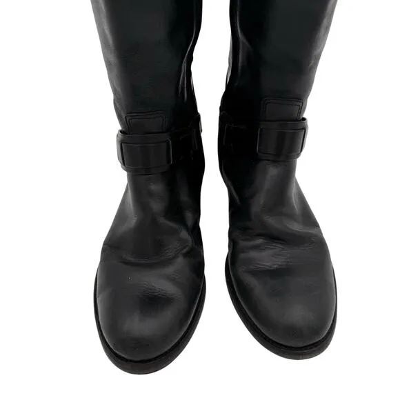 Tory Burch Colton Leather Equestrian Riding Knee High Boots Black Size 8