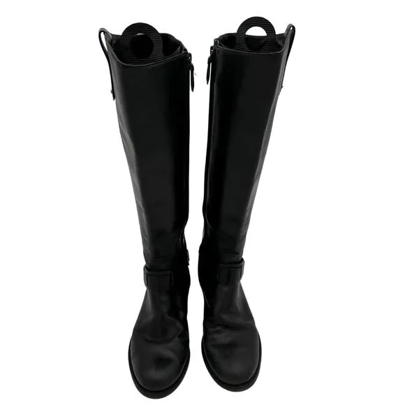 Tory Burch Colton Leather Equestrian Riding Knee High Boots Black Size 8