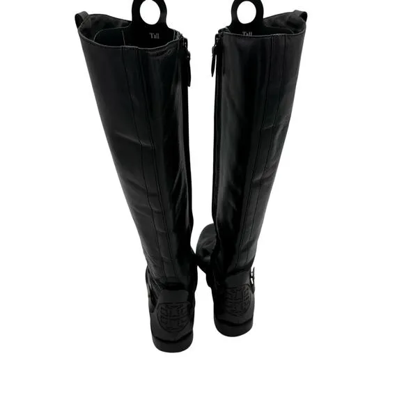 Tory Burch Colton Leather Equestrian Riding Knee High Boots Black Size 8