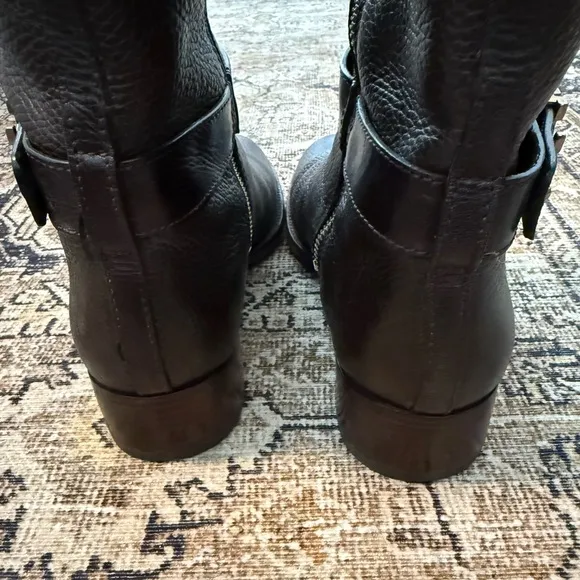 Tory Burch Elina Tall Leather Brown Belted Riding Boots Size 10