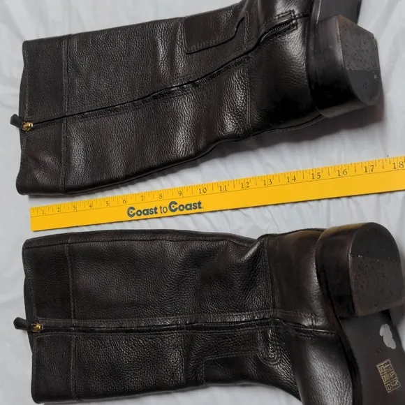 Tory Burch Joanna Brown Pebbled Leather Riding Boots Size 10M