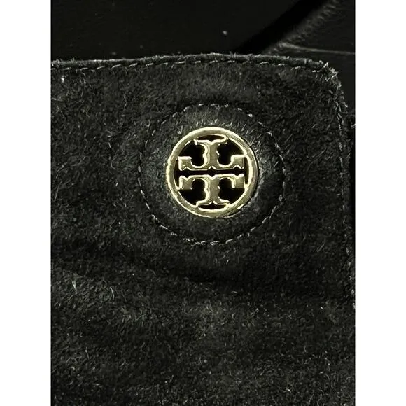 Tory Burch Junction Boots •9.5• Black Nubuck Leather Suede Ankle Bootie Heels