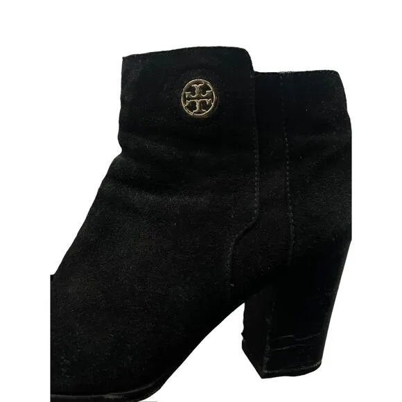 Tory Burch Junction Boots •9.5• Black Nubuck Leather Suede Ankle Bootie Heels