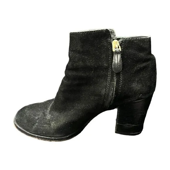 Tory Burch Junction Boots •9.5• Black Nubuck Leather Suede Ankle Bootie Heels