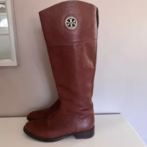 Tory Burch Junction Brown Pebbled Leather Riding Boots Size 9.5