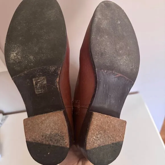 Tory Burch Junction Brown Pebbled Leather Riding Boots Size 9.5