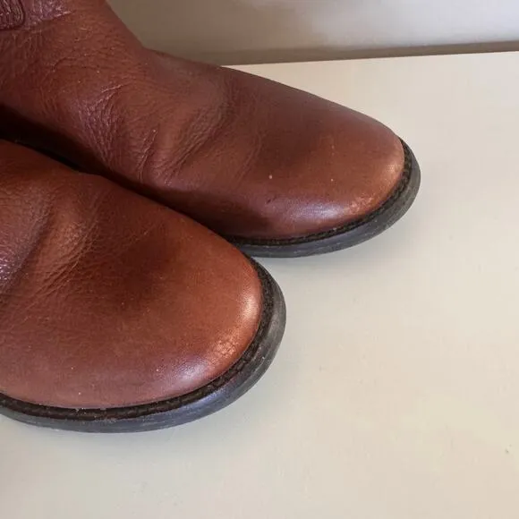 Tory Burch Junction Brown Pebbled Leather Riding Boots Size 9.5