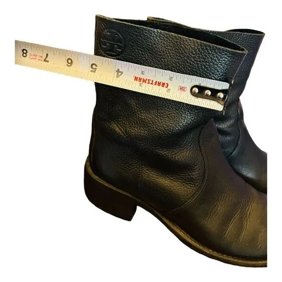 Tory Burch Siena Black soft Leather Ankle Boots Size 8 pull on booties designer