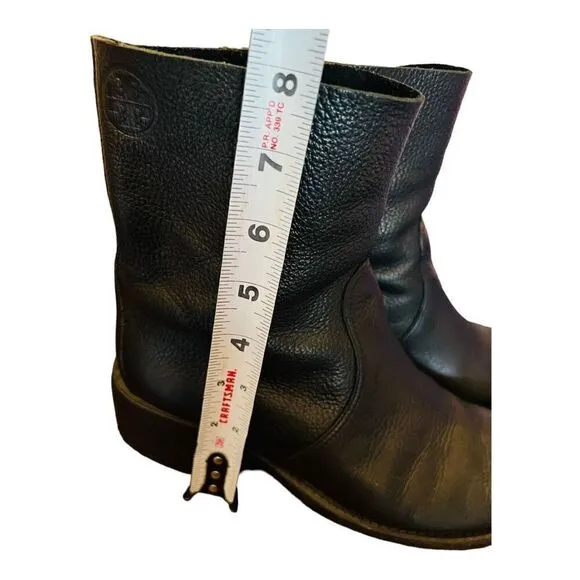 Tory Burch Siena Black soft Leather Ankle Boots Size 8 pull on booties designer