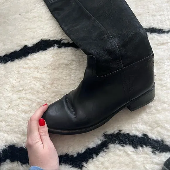 Tory Burch Simone Black Over-the-Knee Riding Boots
