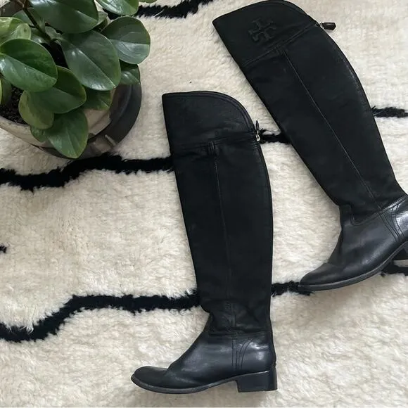 Tory Burch Simone Black Over-the-Knee Riding Boots