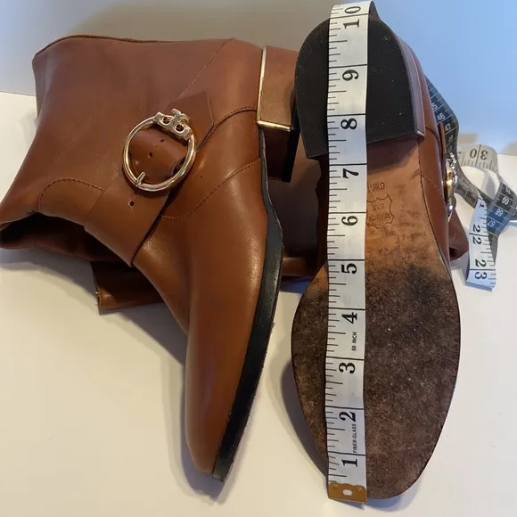 Tory Burch Sofia Buckle Brown Leather Riding Boots Size 6 1/2