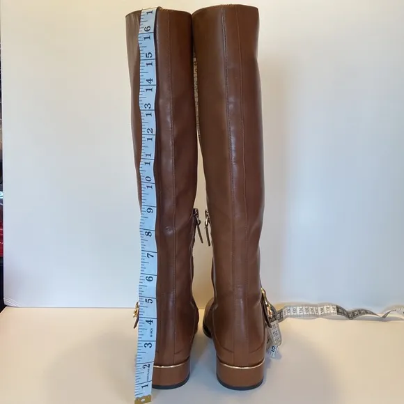 Tory Burch Sofia Buckle Brown Leather Riding Boots Size 6 1/2