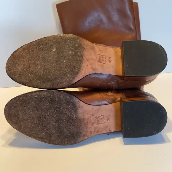 Tory Burch Sofia Buckle Brown Leather Riding Boots Size 6 1/2