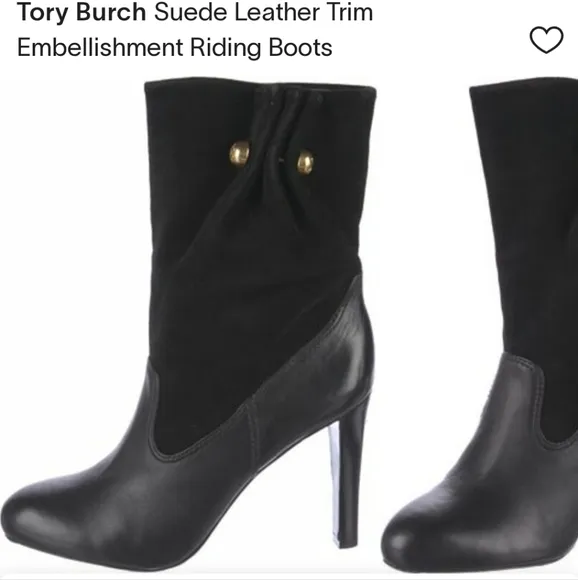 Tory Burch suade leather trimmed embellished riding boots