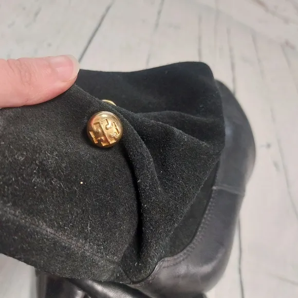Tory Burch suade leather trimmed embellished riding boots