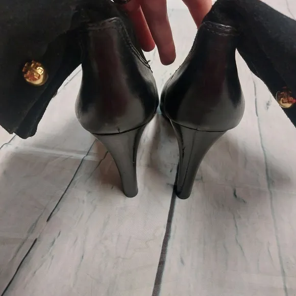 Tory Burch suade leather trimmed embellished riding boots