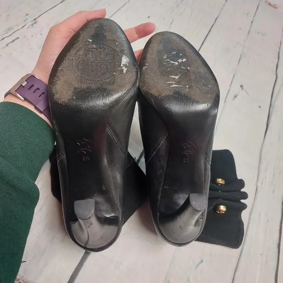 Tory Burch suade leather trimmed embellished riding boots