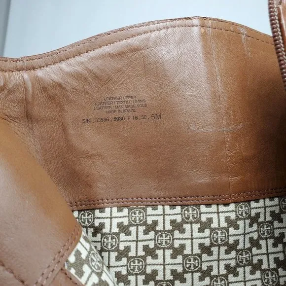 Tory Burch Women boots Jolie Leather Rustic Brown Riding Boots Size 5 M US new