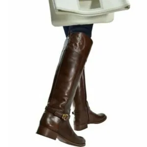 Tory Burch dark brown leather riding boots