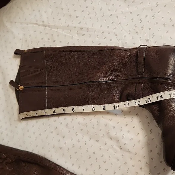 Tory Burch dark brown leather riding boots