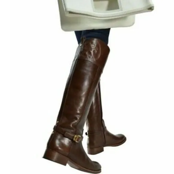 Tory Burch dark brown leather riding boots