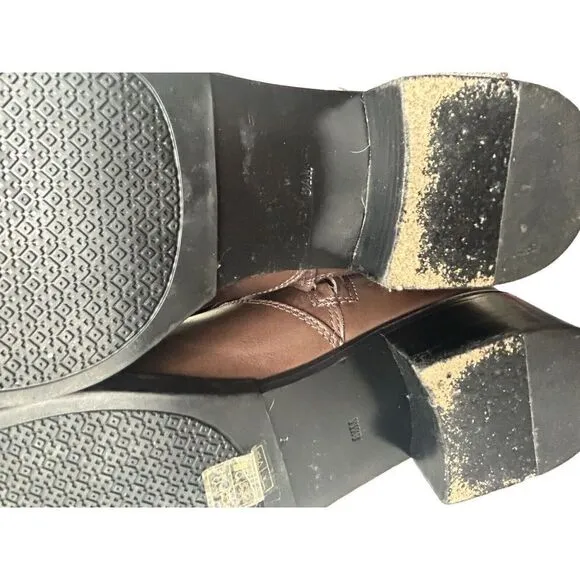 Tory Burch Miller Pull on Riding Boots Size 8.5 Burnt Chocolate Designer