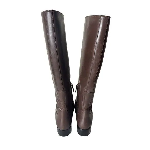 Tory Burch Miller Pull on Riding Boots Size 8.5 Burnt Chocolate Designer