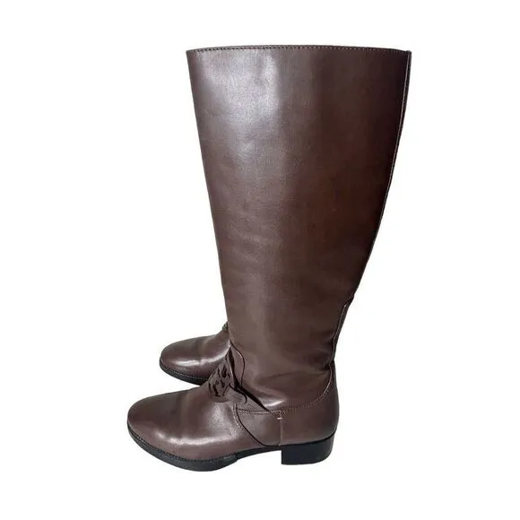 Tory Burch Miller Pull on Riding Boots Size 8.5 Burnt Chocolate Designer