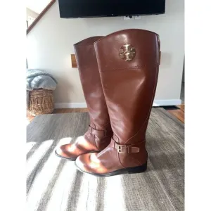 Tory Burch Brown Adeline Leather Riding Boots Women's 7.5